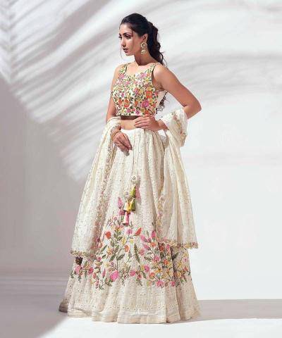 BRIDAL WEAR HEAVY FUAX GEORGETTE MT 1037 Embroidered lehenga choli sets